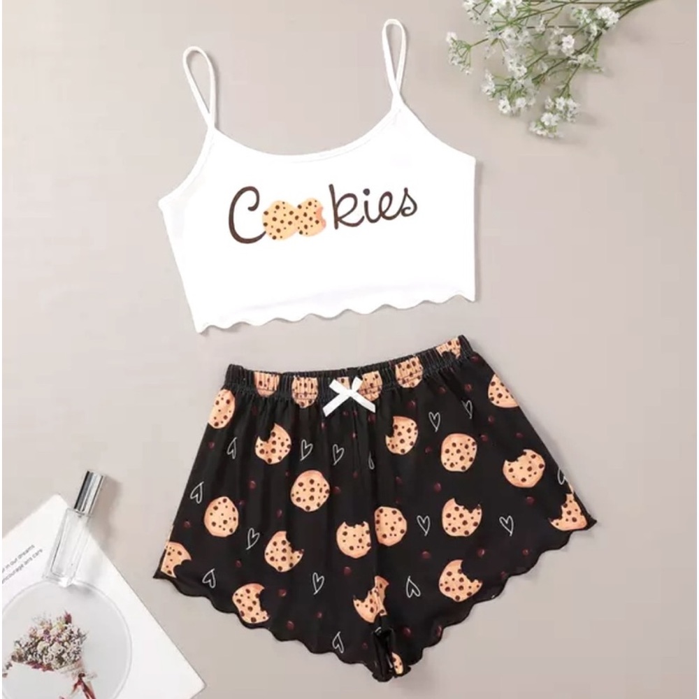 Women's Pajama Set Cookies Cami Top & Shorts Sleepwear Loungewear Set